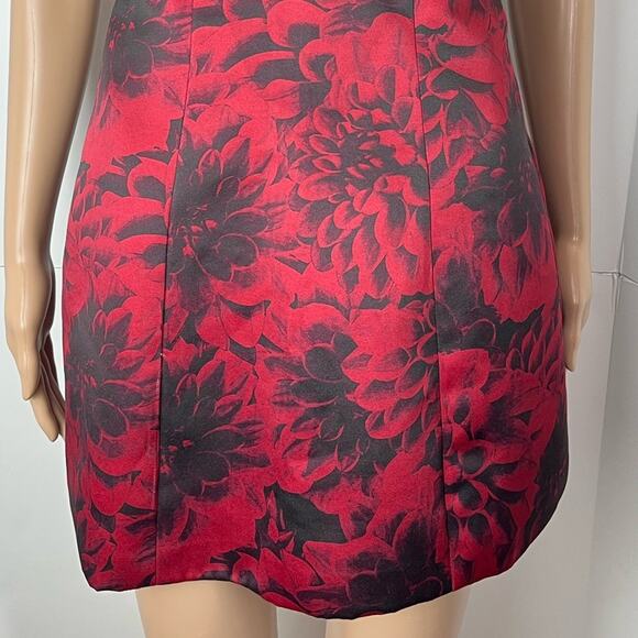 NBD x Revolve Comeback Floral Print Red Black Open Back A-Line Mini Dress - Picture 5 of 12